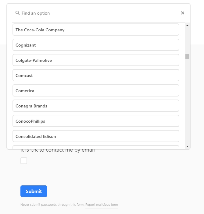 company selection