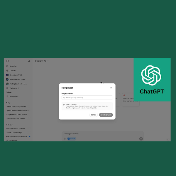 OpenAI lancia i ’Progetti’ per una gestione ottimizzata delle chat in ChatGPT