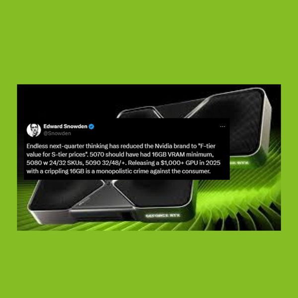 Edward Snowden critica Nvidia: RTX 5080 penalizzante per i consumatori