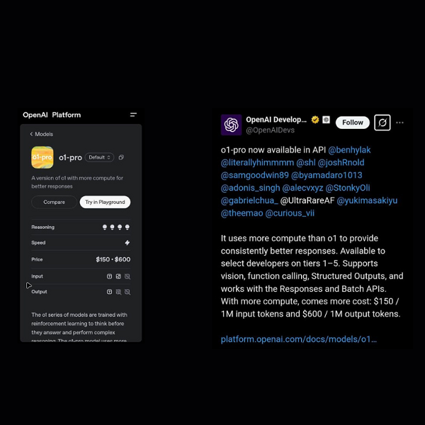 OpenAI o1-Pro ora in API: un LLM di ragionamento più potente ma costoso